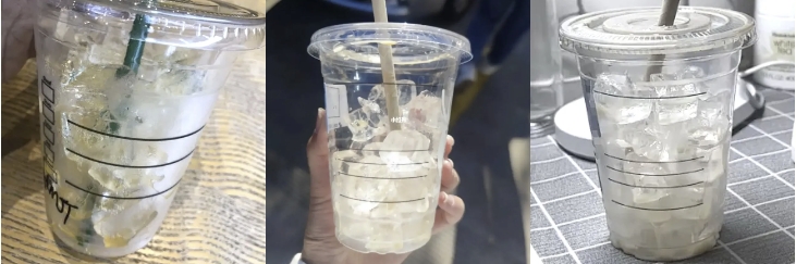 Slow-melting ice cubes in a drink